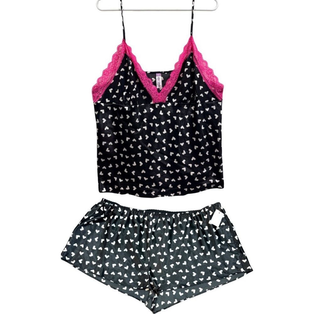 Women’s Heart Print Pajama Set Sleepwear Size XXL Romantic Cozy